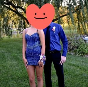 Sherri Hill Size 0 (0-4) Sparkling Blue Mini Dress.  Has Stretch.